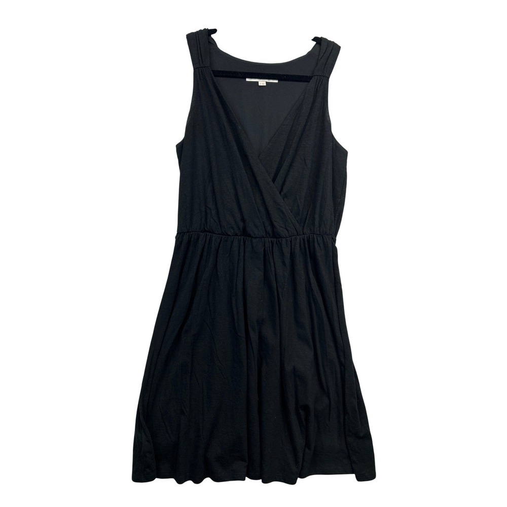 Ann Taylor LOFT‎ Dress Women S Black Surplice V-Neck Sleeveless Cotton Mini